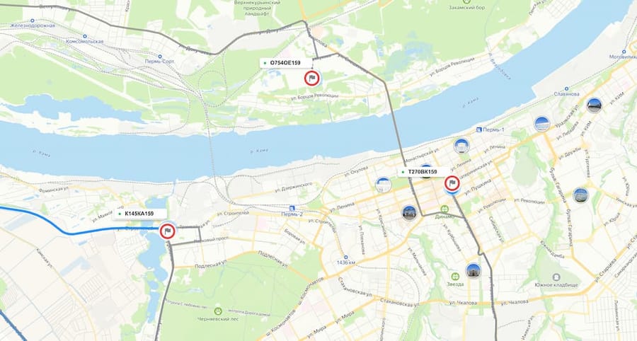 GPS-карта автобетоносмесителей — контроль маршрутов и простоев миксеров бетонного завода